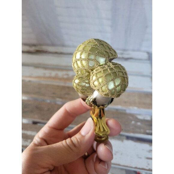 Green Glass mushroom clip-on ornament Xmas unique tree - Picture 2 of 7